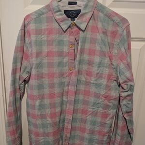 Men's Casual Plaid Button-Down Shirt - Pink & Light Blue